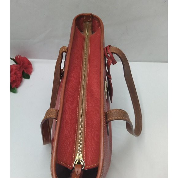 Dooney & Bourke Red Pebbled Leather Double Handles Tote Shoulder Bag - Picture 9 of 16